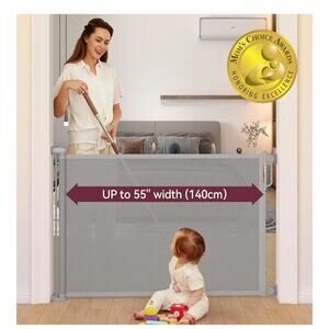 Momcozy Retractable Baby Pets Dog Child Safety Gate 33"x55" Indoor Outdoor Stair